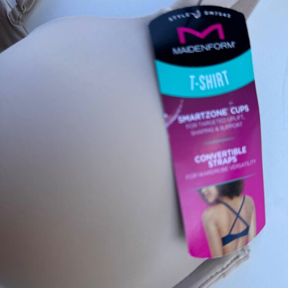 Maidenform Women's T-Shirt Bra 32DD Smartzone Cups Convertible Straps Beige 7543 - Picture 3 of 10